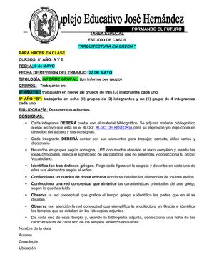 TAREA ESPECIAL ARQUITECTURA EN GRECIA 8 AÑO