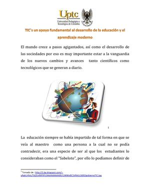 TIC´s un apoyo fundamental al desarrollo de la educación y el aprendizaje moderno