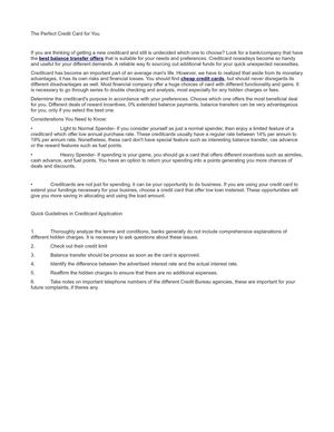 The Perfect Credit Card for You