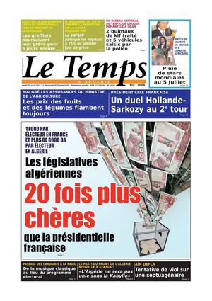 Le Temps d'Algérie Edition du Lundi 23 Avril 201