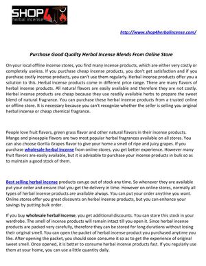 Purchase Good Quality Herbal Incense Blends From Online Store