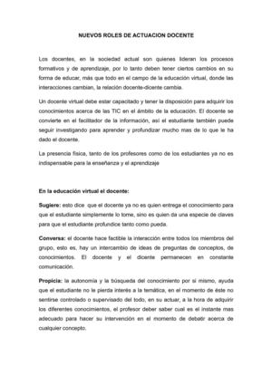 NUEVOS ROLES DE ACTUACION DOCENTE