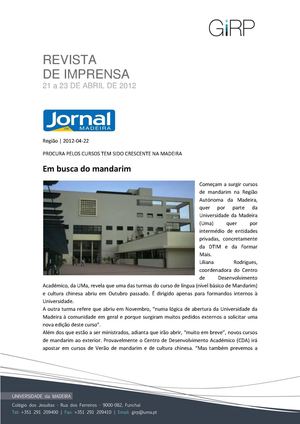 Revista de Imprensa de 21 a 23 de abril de 2012