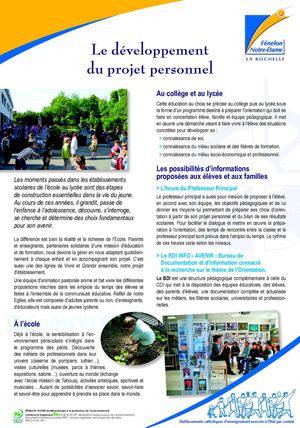 Le développement du projet personnel