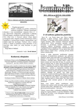 Želvos vidurinės mokyklos bendruomenės laikraštėlis  2012 Nr. 5
