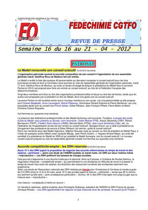 FEDECHIMIE CGTFO . Semaine 16