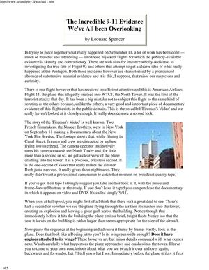The Incredible 9-11 Evidence We've All been Overlooking