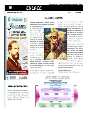 ENLACE Nº 8 AÑO LECTIVO 2012 INSTITUCIÓN EDUCATIVA CHAMPAGNAT IPIALES