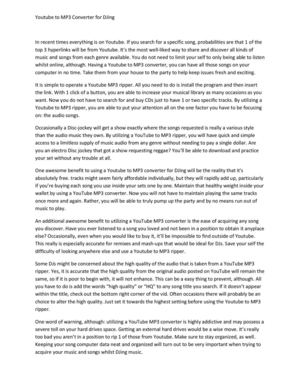 Youtube to MP3 Converter for DJing