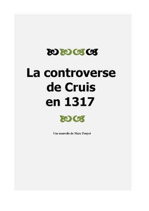 La controverse de Cruis en 1317-Marc Pouyet-Nouvelle