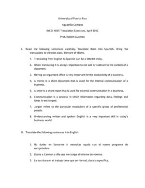 INCO 4035 Translation Exercise April 24, 2012