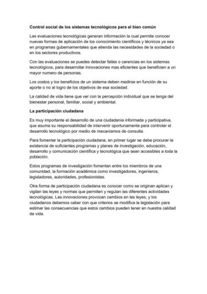 Control social de los sistemas tecnologicos para el bien comun