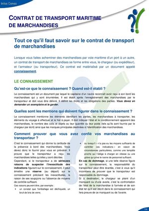 CONTRAT DE TRANSPORT MARITIME DE MARCHANDISES