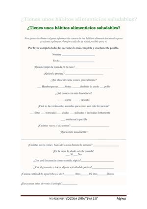 Encuesta del taller de cocina