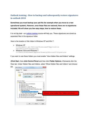 Calaméo - How to backup signatures in microsoft outlook