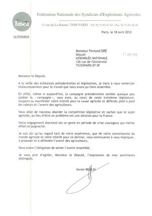 Courrier de la FNSEA