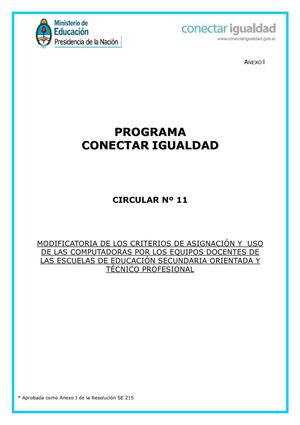 CIRCULARES entrega de Netbooks, Con.Ig 