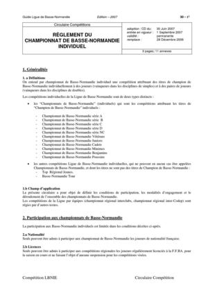 Règlement Basse Normandie Jeunes