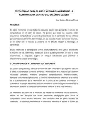 ESTRATEGIAS PARA EL USO Y APROVECHAMIENTO DE LA COMPUTADORA DENTRO DEL SALÓN DE CLASES