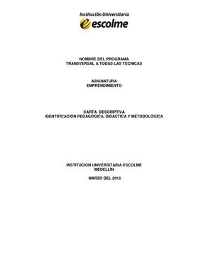 Carta Descriptiva Emprendimiento