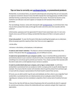 How to properly use werbemittel, or promotional products