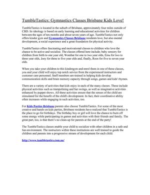 TumbleTastics: Gymnastics Classes Brisbane Kids Love!