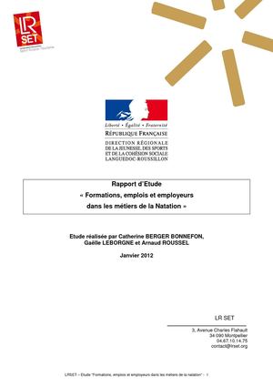 Emplois formation dans les métiers de la Natation - Rapport 2012 Languedoc-Roussillon