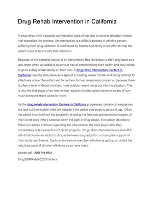 Drug Rehab Intervention in California 