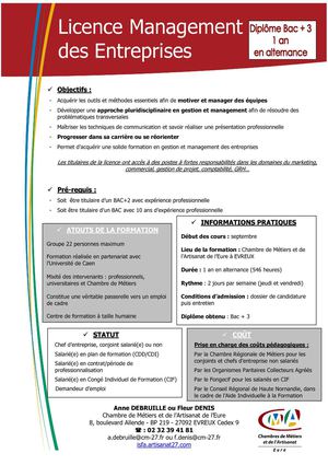 Licence Management des Entreprises - ISFA Evreux, centre de formation