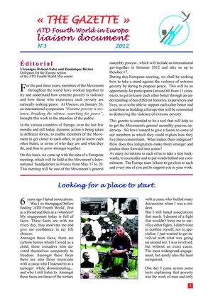 THE GAZETTE » ATD Fourth World in Europe liaison document N°3 2012