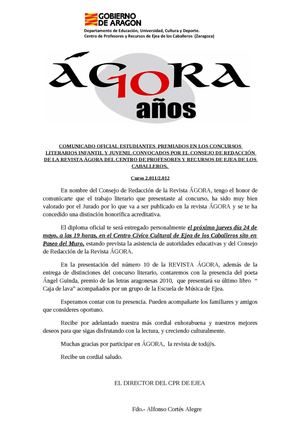 Carta premios Agora10