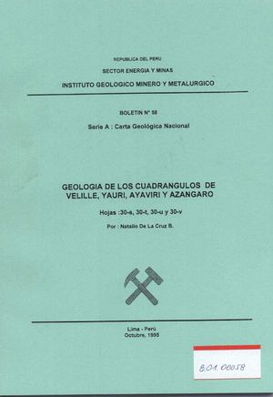 Geología - Cuadrangulo de Velille (30s), Yauri (30t), Ayaviri (30u) y Azángaro (30v),1995