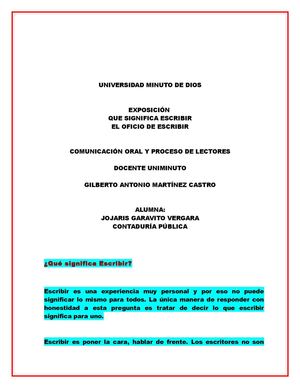 Qué significa Escribir