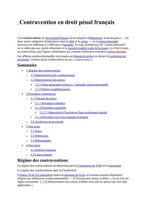 Contravention en droit pénal français