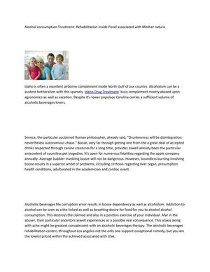 Alcohol consumption Treatment: Rehabilitation inside Panel associated with Mother nature 