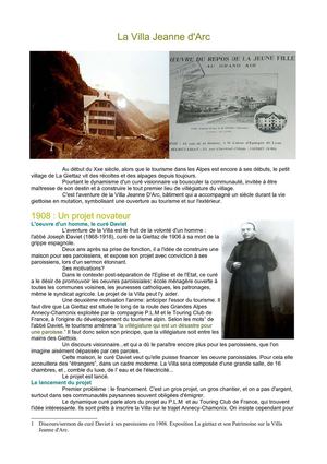 L'histoire de la Villa Jeanne d'Arc