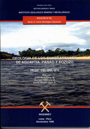 Geología - Cuadrangulo de Aguaytía (19l), Panao (20l) y Pozuzo (21l),1996