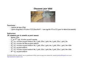 Patchcath - Chaussons bébé tricotés en commençant par la semelle