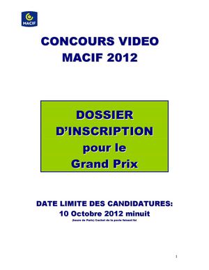 Dossier d'inscription au Concours Vidéo Macif 2012 : Lumières sur l’habitat solidaire