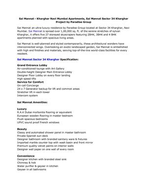 Sai Mannat - Kharghar Mumbai Apartments, Sai Mannat Sector 34 Kharghar Project by Paradise Group