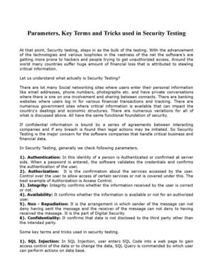 Parameters, Key Terms and Tricks used in Security Testing