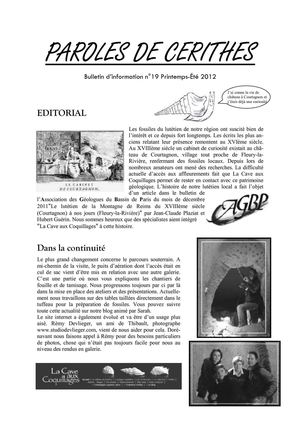 La Cave aux Coquillages, Paroles de Cérithes no 19