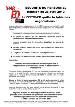 tract FO sécurité des personnels