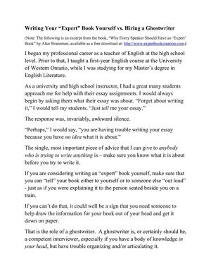 Writing Your Expert Book Yourself Vs
