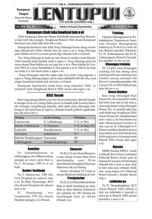 Venghnuai Branch YMA Chanchinbu : Lentupui 29 April