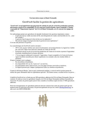 Lancement de l'outil de Gestion Agricole Gestaweb