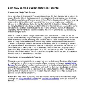 Best Way to Find Budget Hotels in Toronto