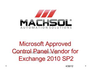 MachSol – Microsoft Approved Control Panel Vendor for Exchange 2010 SP2