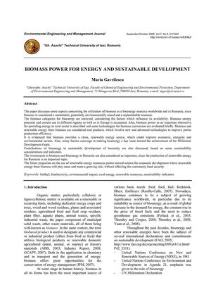 Biomass Power For Energy and Sustainable Development  