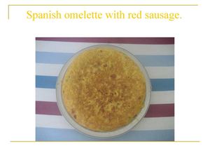 Spanish omelette  with red sausage